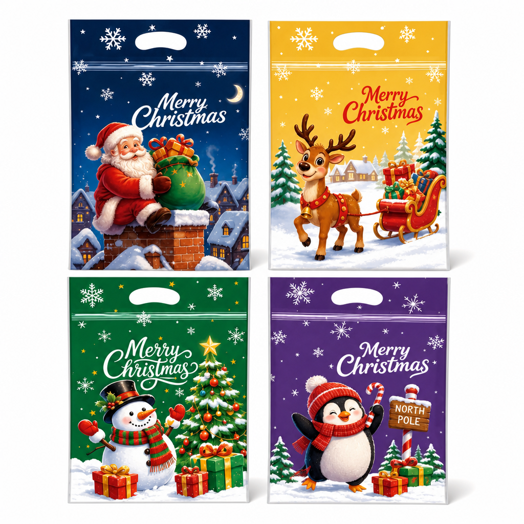 📢📢40% RABATT !! ⏰50-pack julgodispåsar, tecknade stående dragkedjepåsar för snöflingekrisp-kakor och förpackning för bakade livsmedel