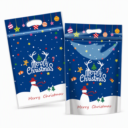 📢📢40% RABATT !! ⏰50-pack julgodispåsar, tecknade stående dragkedjepåsar för snöflingekrisp-kakor och förpackning för bakade livsmedel