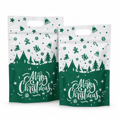 📢📢40% RABATT !! ⏰50-pack julgodispåsar, tecknade stående dragkedjepåsar för snöflingekrisp-kakor och förpackning för bakade livsmedel