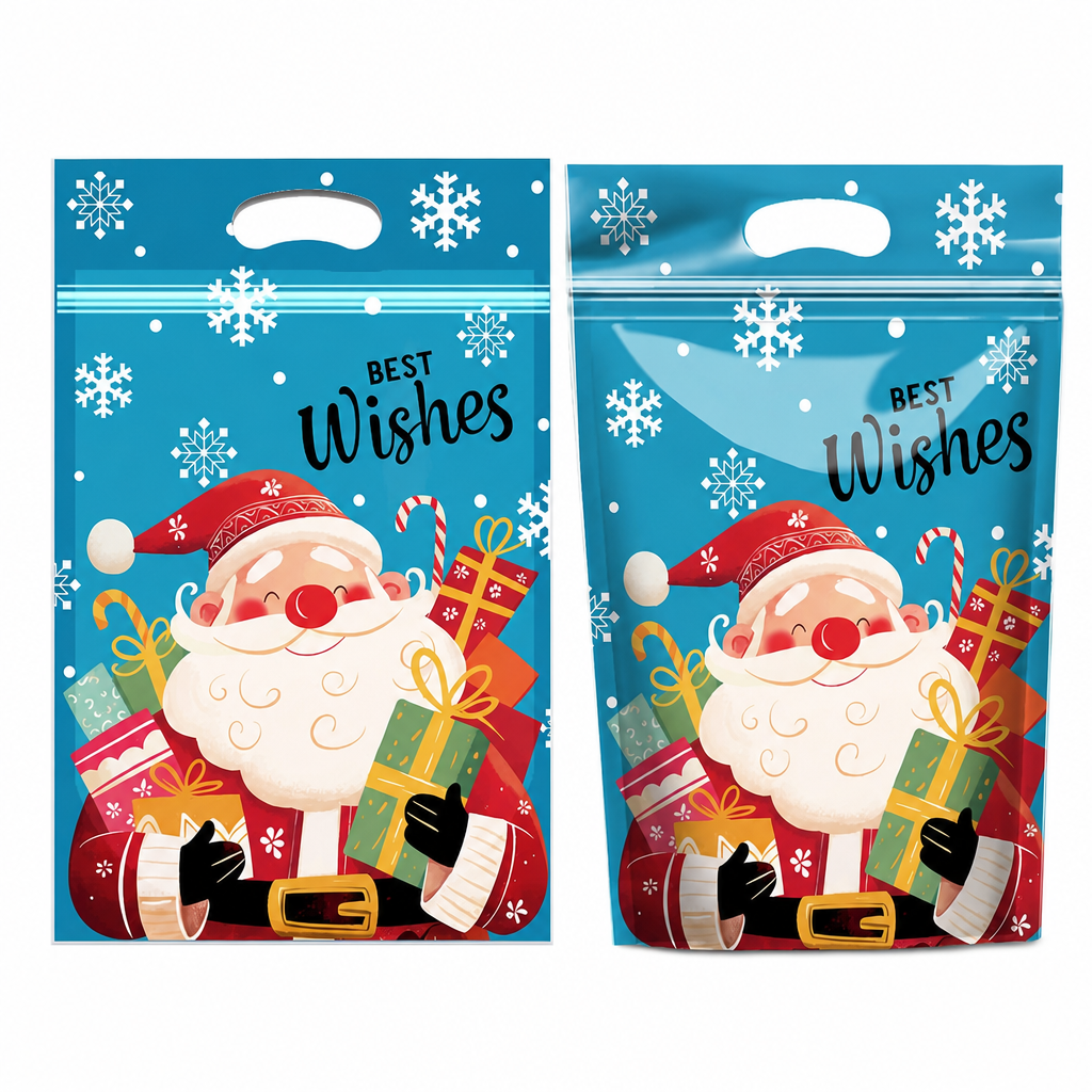 📢📢40% RABATT !! ⏰50-pack julgodispåsar, tecknade stående dragkedjepåsar för snöflingekrisp-kakor och förpackning för bakade livsmedel