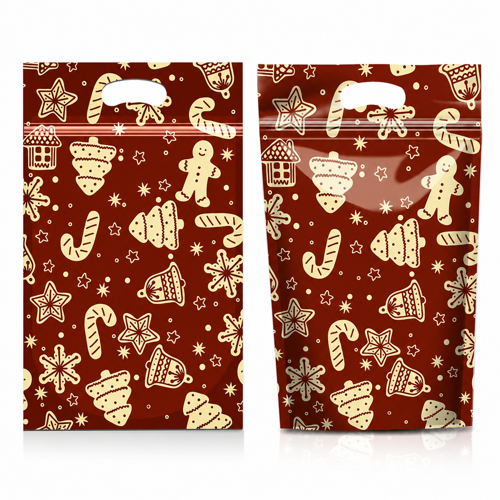 📢📢40% RABATT !! ⏰50-pack julgodispåsar, tecknade stående dragkedjepåsar för snöflingekrisp-kakor och förpackning för bakade livsmedel