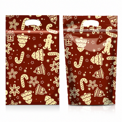 📢📢40% RABATT !! ⏰50-pack julgodispåsar, tecknade stående dragkedjepåsar för snöflingekrisp-kakor och förpackning för bakade livsmedel