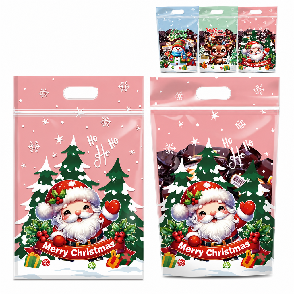 📢📢40% RABATT !! ⏰50-pack julgodispåsar, tecknade stående dragkedjepåsar för snöflingekrisp-kakor och förpackning för bakade livsmedel