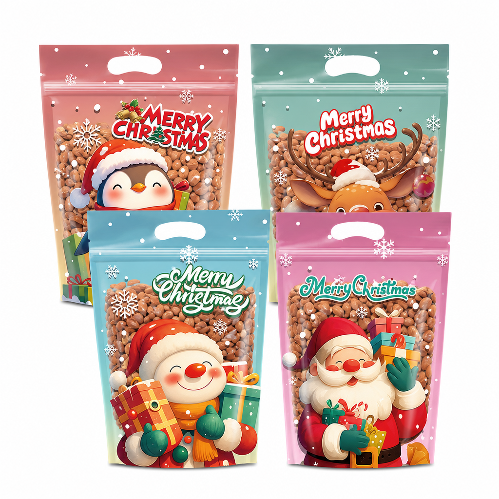 📢📢40% RABATT !! ⏰50-pack julgodispåsar, tecknade stående dragkedjepåsar för snöflingekrisp-kakor och förpackning för bakade livsmedel
