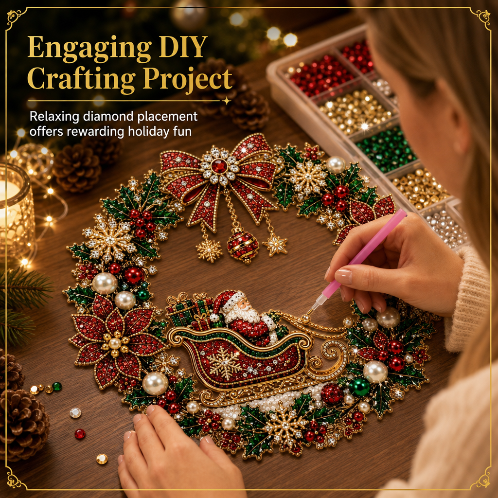 📢📢50% RABATT !! ⏰DIY jul Diamond Art-satser för