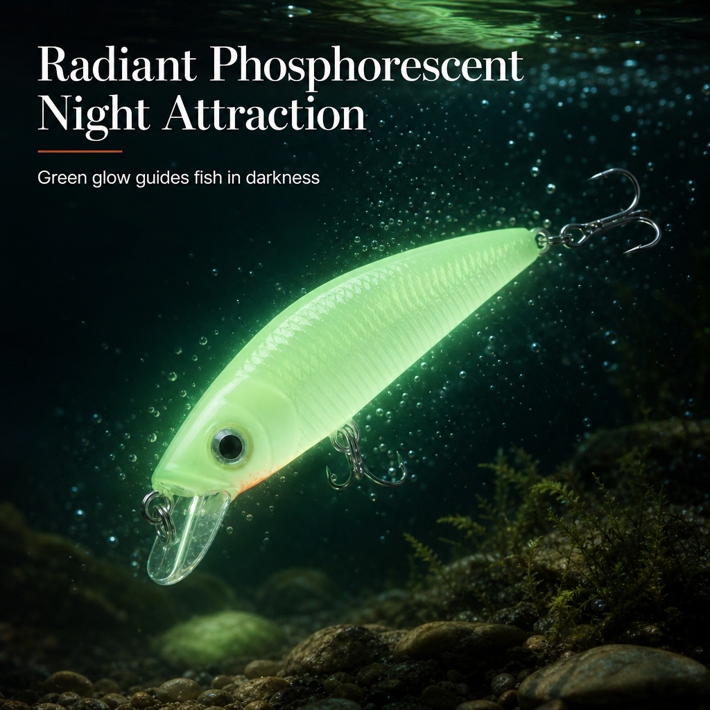 📢📢50% RABATT !! ⏰Lysande Minnow hårdbete, konstgjort drag för nattfiske (7cm)🎣🌙✨