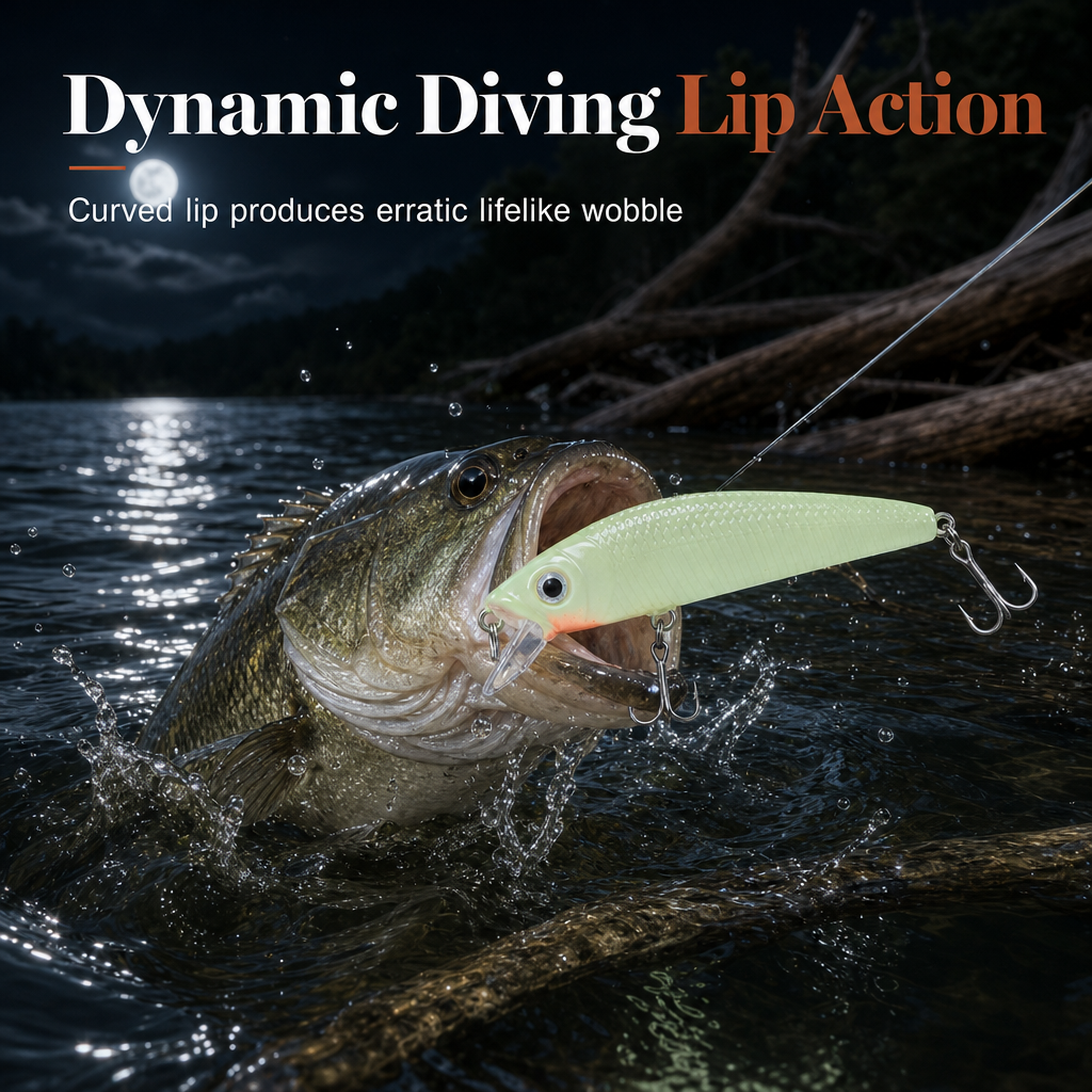 📢📢50% RABATT !! ⏰Lysande Minnow hårdbete, konstgjort drag för nattfiske (7cm)🎣🌙✨