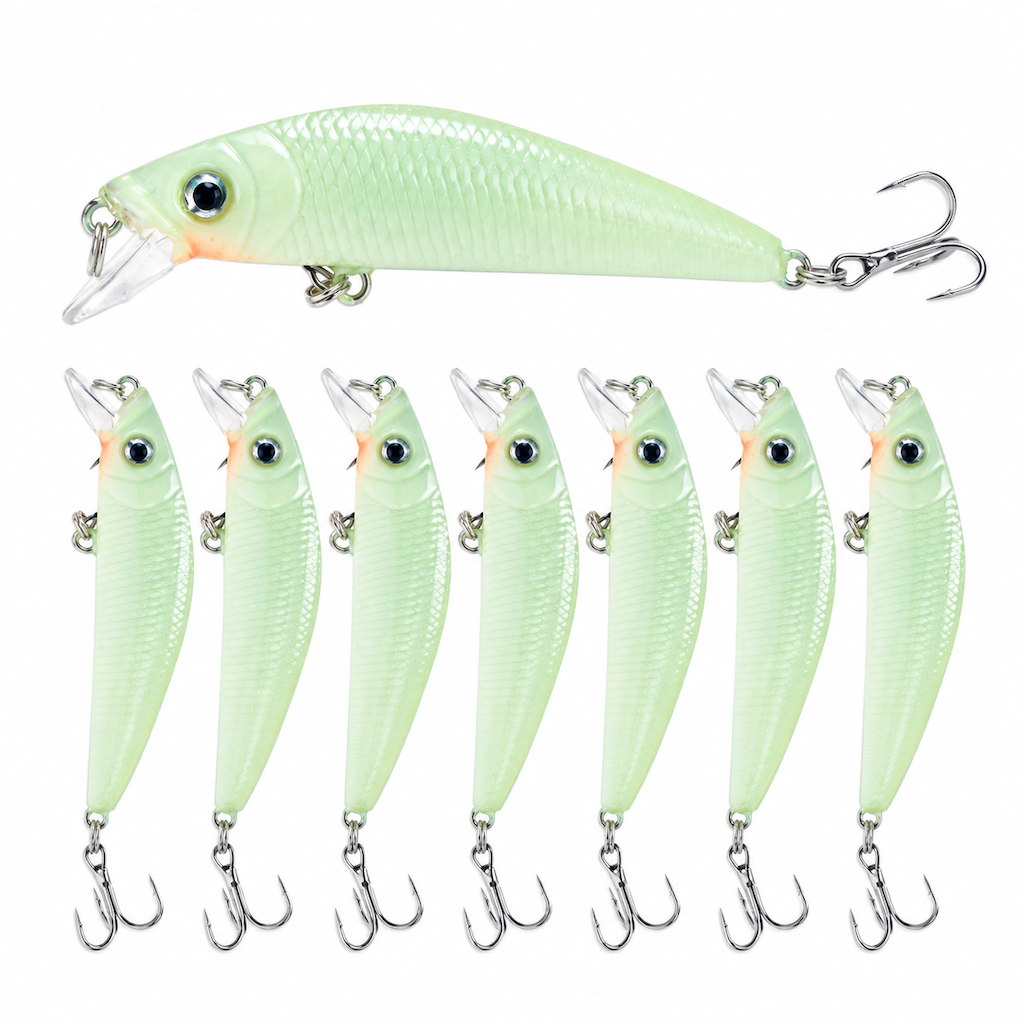 📢📢50% RABATT !! ⏰Lysande Minnow hårdbete, konstgjort drag för nattfiske (7cm)🎣🌙✨