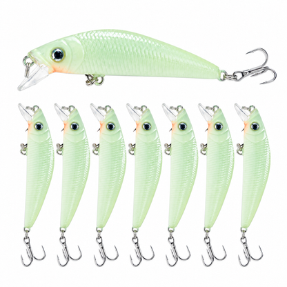 📢📢50% RABATT !! ⏰Lysande Minnow hårdbete, konstgjort drag för nattfiske (7cm)🎣🌙✨