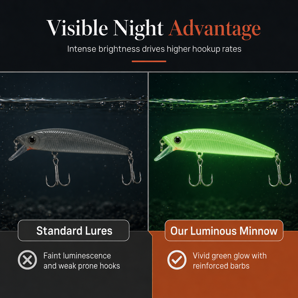 📢📢50% RABATT !! ⏰Lysande Minnow hårdbete, konstgjort drag för nattfiske (7cm)🎣🌙✨